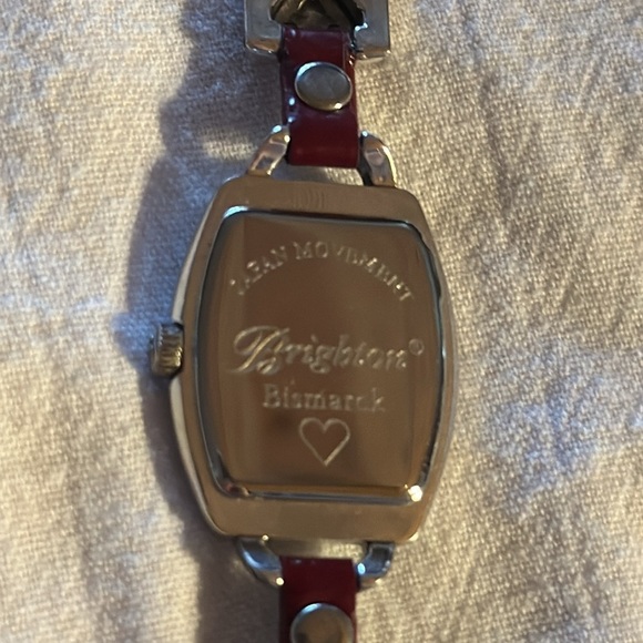 Brighton “Bismark” Dark Red & Silver Watch- Needs Battery- Beautiful Watch w/Tin main image 9